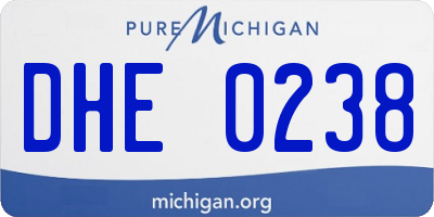MI license plate DHE0238