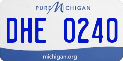 MI license plate DHE0240