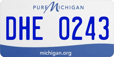 MI license plate DHE0243