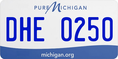 MI license plate DHE0250