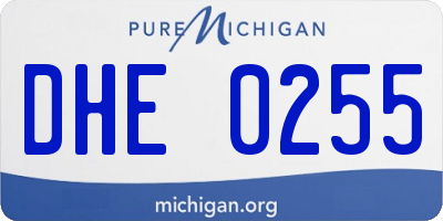 MI license plate DHE0255