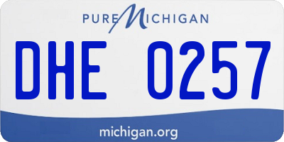 MI license plate DHE0257