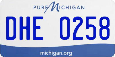 MI license plate DHE0258