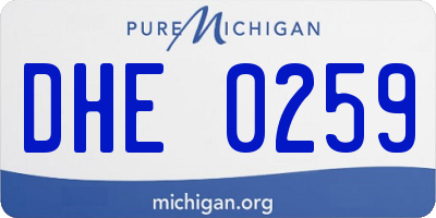 MI license plate DHE0259