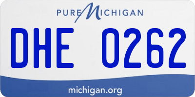 MI license plate DHE0262