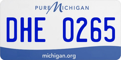 MI license plate DHE0265