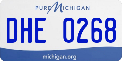 MI license plate DHE0268
