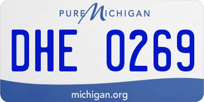 MI license plate DHE0269
