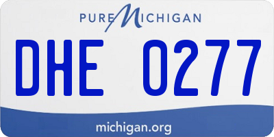 MI license plate DHE0277