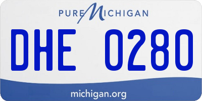 MI license plate DHE0280