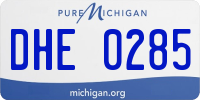 MI license plate DHE0285