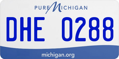MI license plate DHE0288