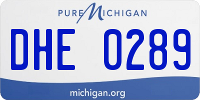 MI license plate DHE0289