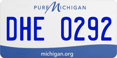 MI license plate DHE0292