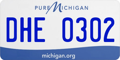 MI license plate DHE0302