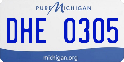 MI license plate DHE0305