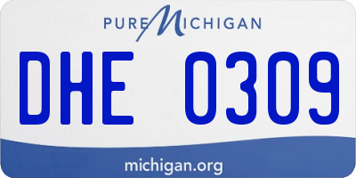 MI license plate DHE0309