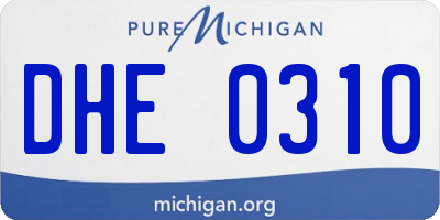 MI license plate DHE0310