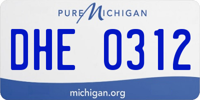 MI license plate DHE0312