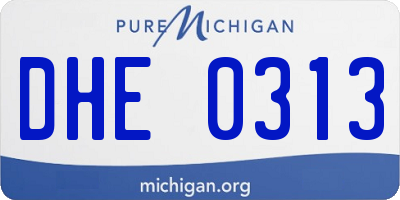 MI license plate DHE0313