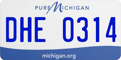 MI license plate DHE0314