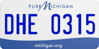 MI license plate DHE0315
