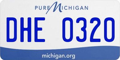 MI license plate DHE0320