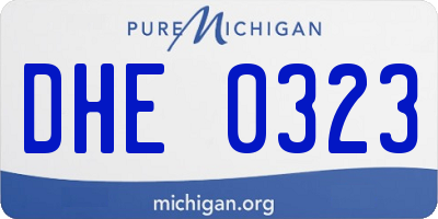 MI license plate DHE0323
