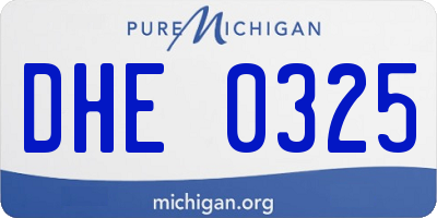 MI license plate DHE0325