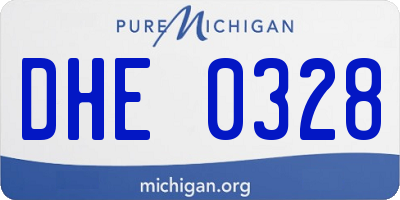 MI license plate DHE0328