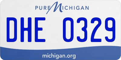 MI license plate DHE0329
