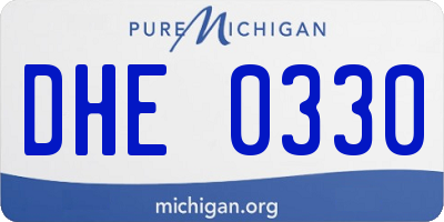 MI license plate DHE0330