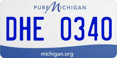 MI license plate DHE0340