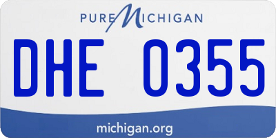 MI license plate DHE0355