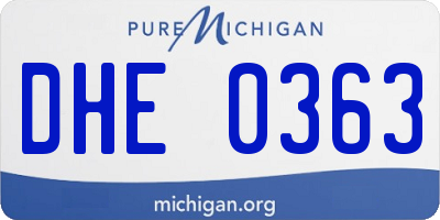 MI license plate DHE0363