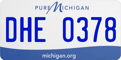MI license plate DHE0378
