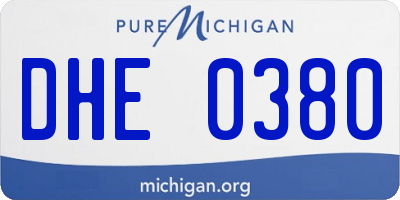 MI license plate DHE0380