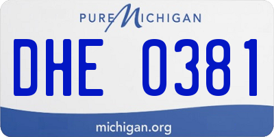 MI license plate DHE0381