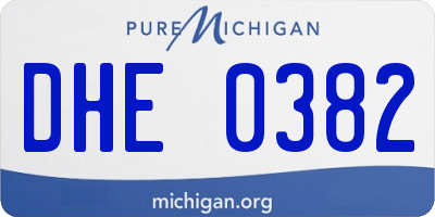 MI license plate DHE0382