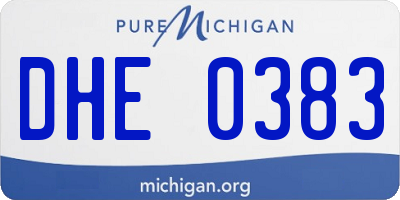 MI license plate DHE0383