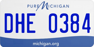 MI license plate DHE0384