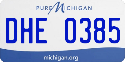 MI license plate DHE0385