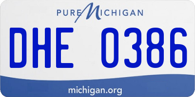 MI license plate DHE0386