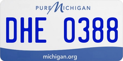 MI license plate DHE0388