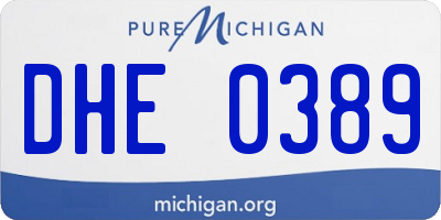 MI license plate DHE0389