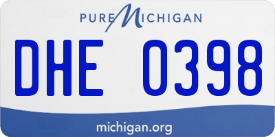MI license plate DHE0398