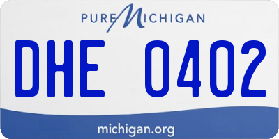 MI license plate DHE0402