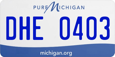 MI license plate DHE0403