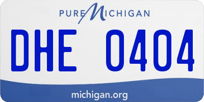 MI license plate DHE0404