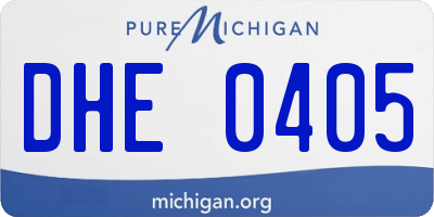 MI license plate DHE0405